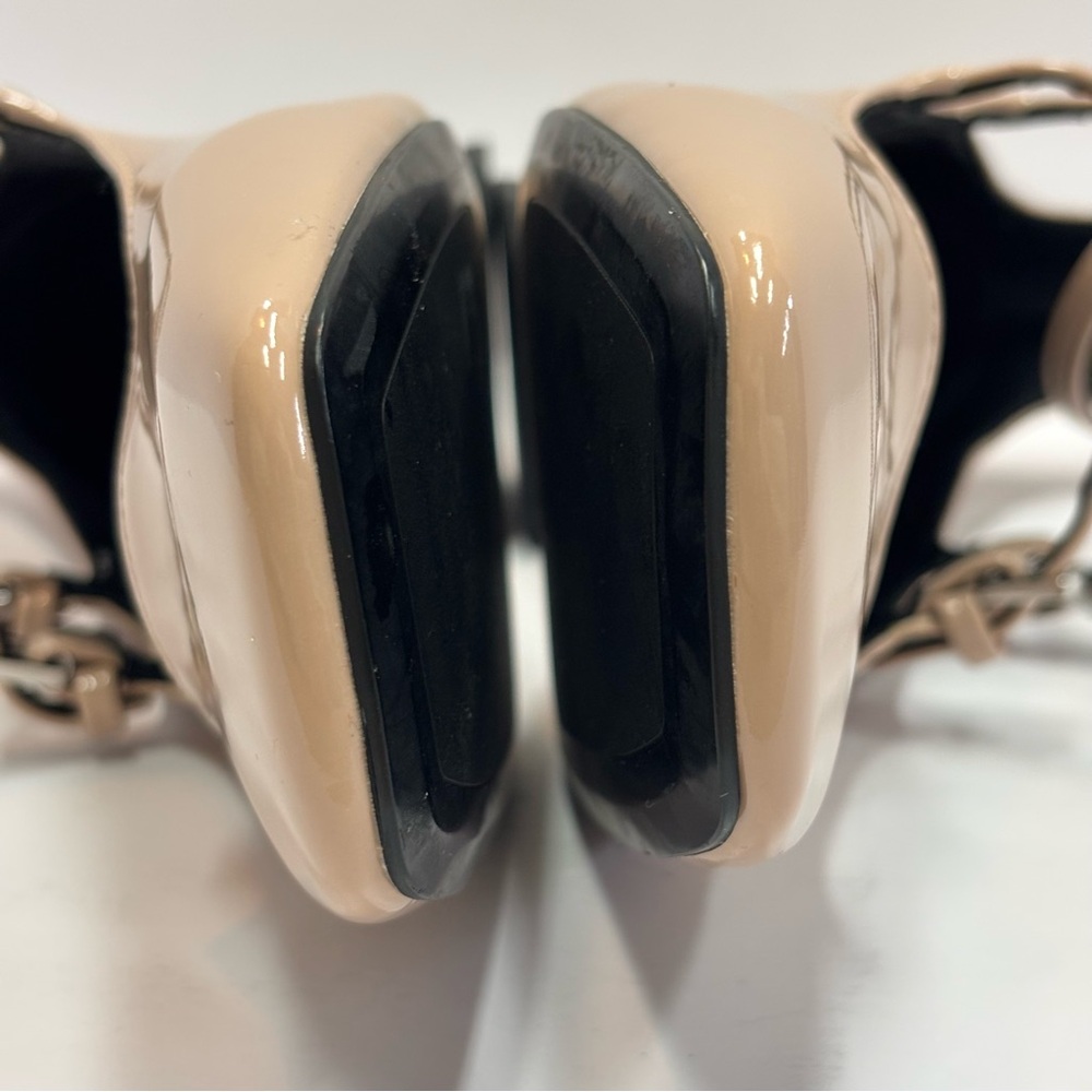 Zara Nude Patent Leather Multi-Strap Block Heel Square Toe Mary Jane’s Sz 8/EU38 - Picture 7 of 14